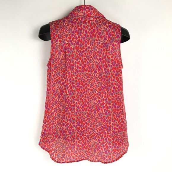 CAbi High-Low Chiffon Tank Women's Size Small Semi-Sheer Sleeveless Button Front - Picture 4 of 9